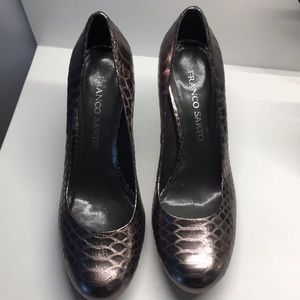Franco Sarto silver snakeskin heels